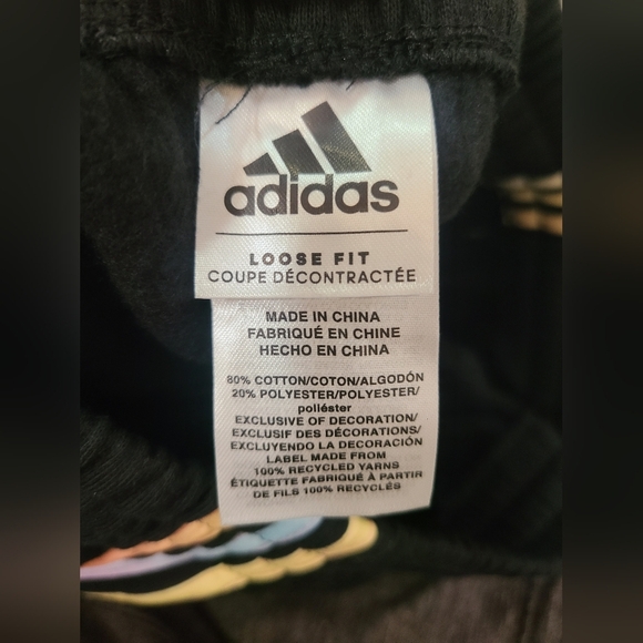 Adidas 3 stripe pastel rainbow ombre loose fit fleece sweatpants joggers - Picture 3 of 3